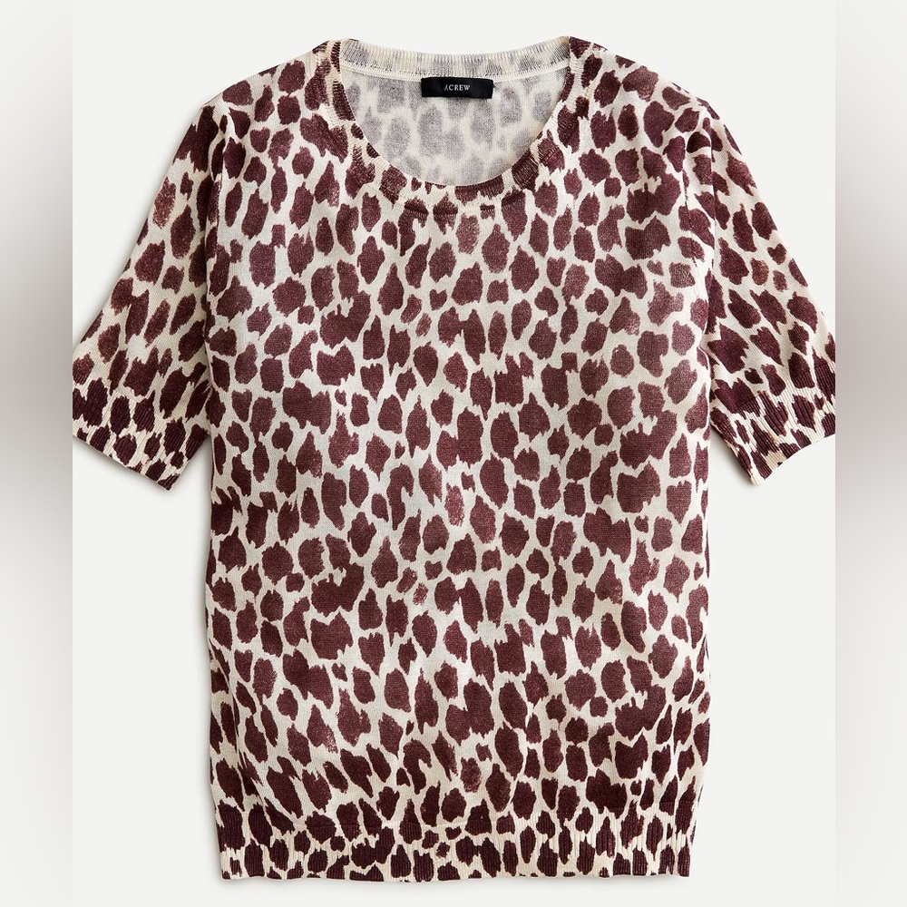 !!!!!! SOLD !!!!!!!!!!  Small Brown Silk Blend Giraffe Print Casual Soft Top